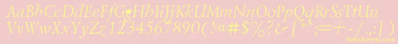 Weitere Informationen zur LazurskyItalic.001.001-Schriftart LazurskyItalic.001.001-Schriftart – Gelbe Schriften auf rosa Hintergrund