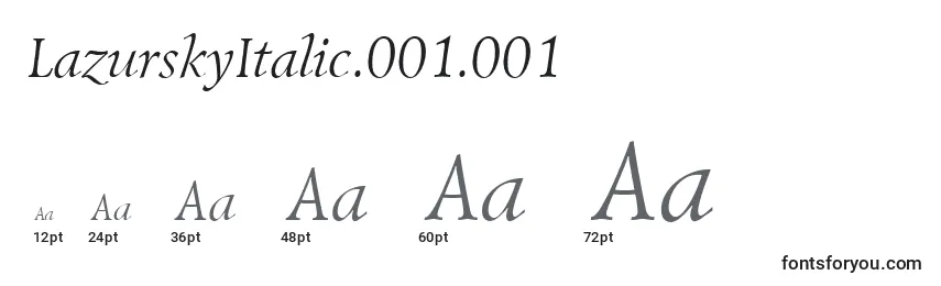 Размеры шрифта LazurskyItalic.001.001