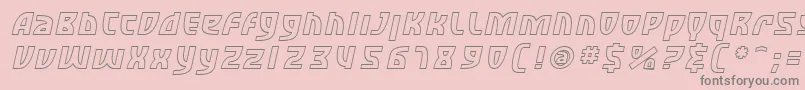 SfRetroesqueOutlineOblique-Schriftart – Graue Schriften auf rosa Hintergrund