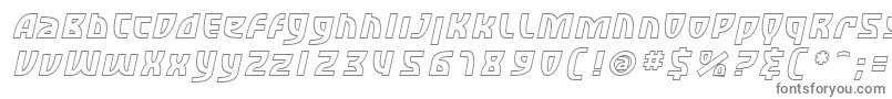 SfRetroesqueOutlineOblique-fontti – harmaat kirjasimet valkoisella taustalla
