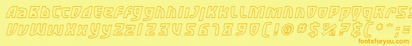 フォントSfRetroesqueOutlineOblique – オレンジの文字が黄色の背景にあります。