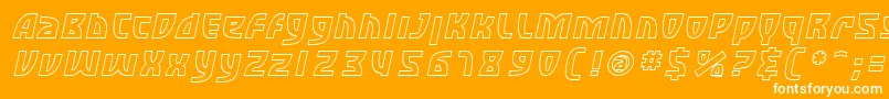 Шрифт SfRetroesqueOutlineOblique – белые шрифты на оранжевом фоне