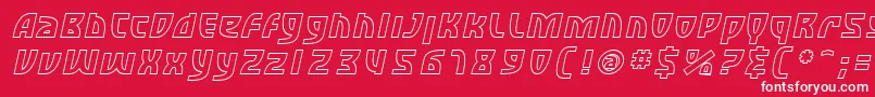 SfRetroesqueOutlineOblique-fontti – valkoiset fontit punaisella taustalla
