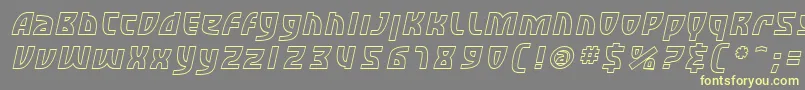 SfRetroesqueOutlineOblique-Schriftart – Gelbe Schriften auf grauem Hintergrund
