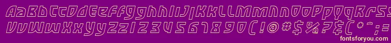 フォントSfRetroesqueOutlineOblique – 紫の背景に黄色のフォント