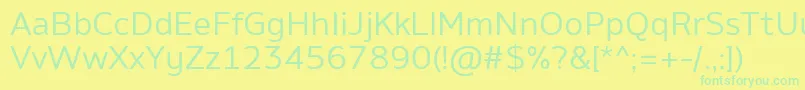 フォントAminoRegular – 黄色い背景に緑の文字