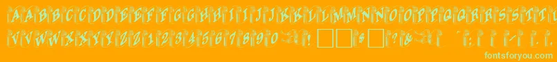 Davysribbons-Schriftart – Grüne Schriften auf orangefarbenem Hintergrund