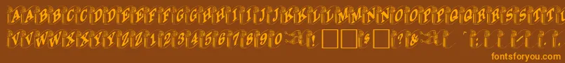 Davysribbons-Schriftart – Orangefarbene Schriften auf braunem Hintergrund