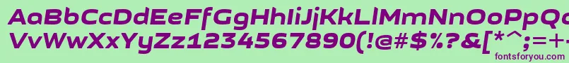 Fonte GetvoipGrotesqueItalic – fontes roxas em um fundo verde