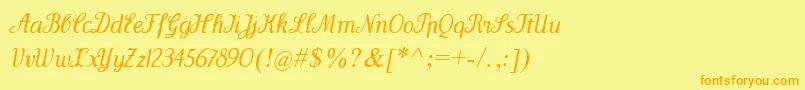 フォントWenceslasOblique – オレンジの文字が黄色の背景にあります。