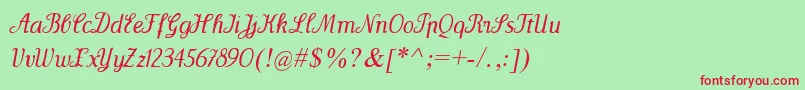 WenceslasOblique-fontti – punaiset fontit vihreällä taustalla