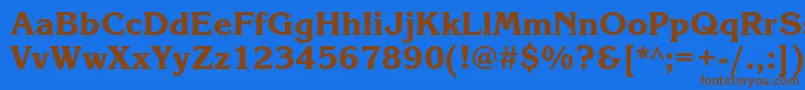 フォントKorinnablackatt – 茶色の文字が青い背景にあります。