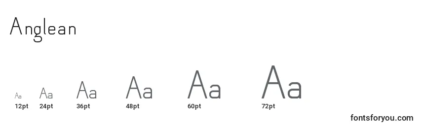 Размеры шрифта Anglean