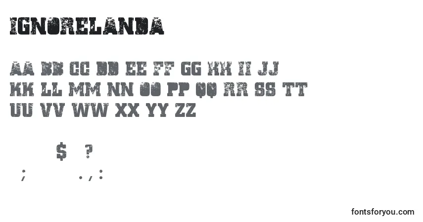Czcionka Ignorelanda – alfabet, cyfry, specjalne znaki