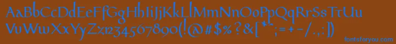 Pfeffermediaeval-Schriftart – Blaue Schriften auf braunem Hintergrund