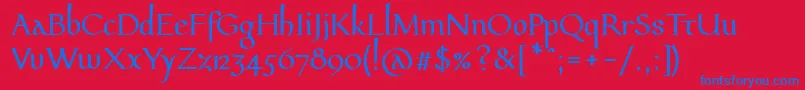 Pfeffermediaeval Font – Blue Fonts on Red Background