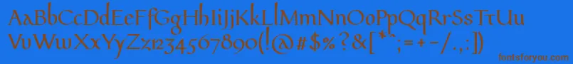 Pfeffermediaeval Font – Brown Fonts on Blue Background