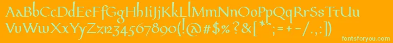 Pfeffermediaeval Font – Green Fonts on Orange Background