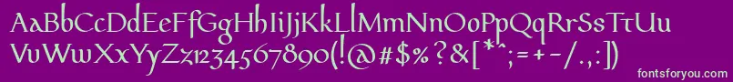 Pfeffermediaeval Font – Green Fonts on Purple Background