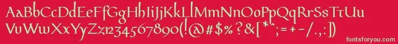 Pfeffermediaeval Font – Green Fonts on Red Background