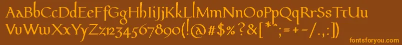 Pfeffermediaeval Font – Orange Fonts on Brown Background