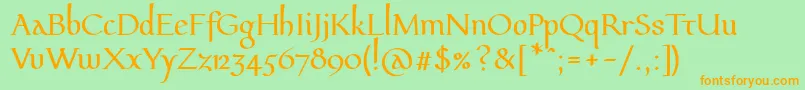 Pfeffermediaeval Font – Orange Fonts on Green Background