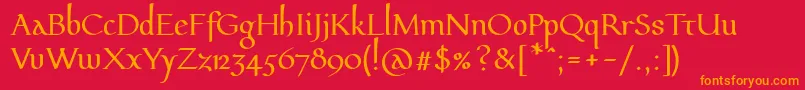 Pfeffermediaeval Font – Orange Fonts on Red Background