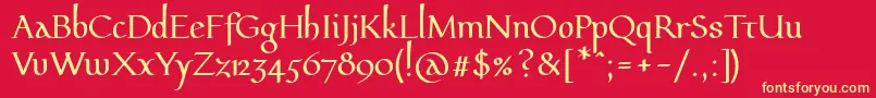 Pfeffermediaeval Font – Yellow Fonts on Red Background