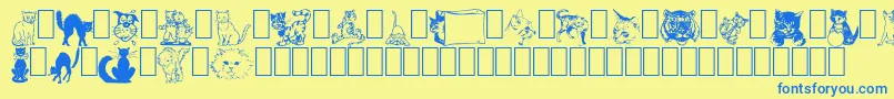 Fonte NewDingcats – fontes azuis em um fundo amarelo