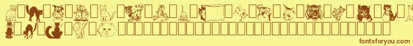 NewDingcats-Schriftart – Braune Schriften auf gelbem Hintergrund