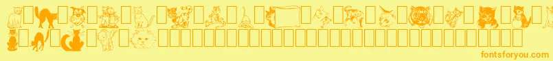 NewDingcats-Schriftart – Orangefarbene Schriften auf gelbem Hintergrund