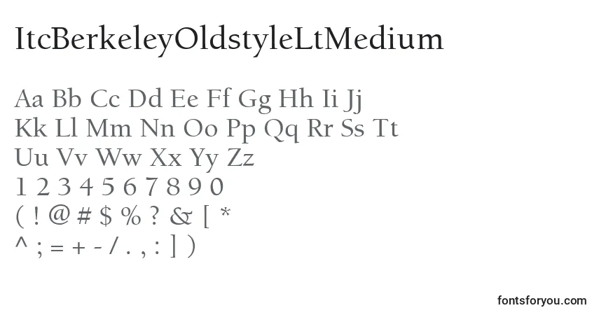 A fonte ItcBerkeleyOldstyleLtMedium – alfabeto, números, caracteres especiais