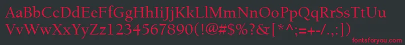 ItcBerkeleyOldstyleLtMedium Font – Red Fonts on Black Background