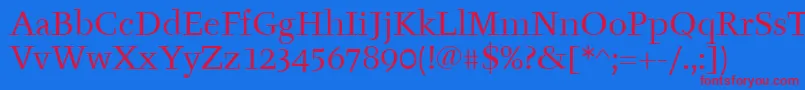 TyfaItcBook Font – Red Fonts on Blue Background