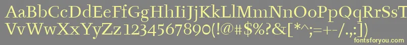 TyfaItcBook-fontti – keltaiset fontit harmaalla taustalla