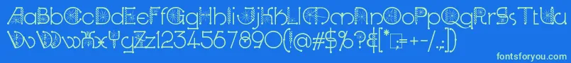 KingthingsSpirogyra Font – Green Fonts on Blue Background