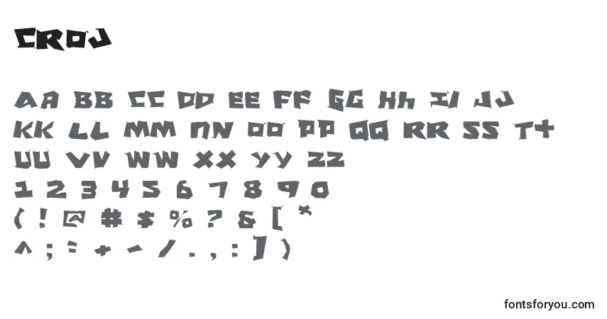 A fonte Croj – alfabeto, números, caracteres especiais