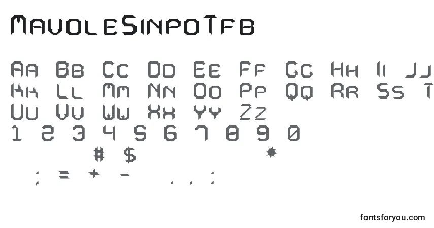 Шрифт MavoleSinpoTfb – алфавит, цифры, специальные символы