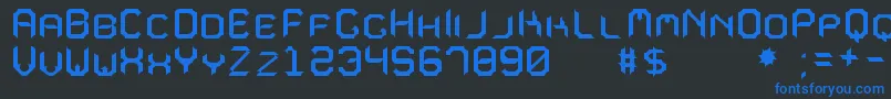 MavoleSinpoTfb-Schriftart – Blaue Schriften auf schwarzem Hintergrund