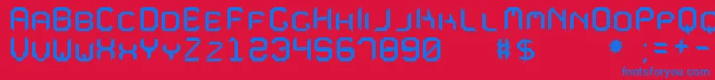 MavoleSinpoTfb-Schriftart – Blaue Schriften auf rotem Hintergrund