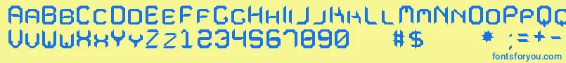 フォントMavoleSinpoTfb – 青い文字が黄色の背景にあります。