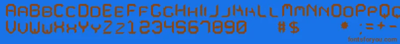 フォントMavoleSinpoTfb – 茶色の文字が青い背景にあります。