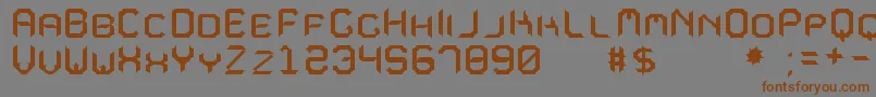 フォントMavoleSinpoTfb – 茶色の文字が灰色の背景にあります。