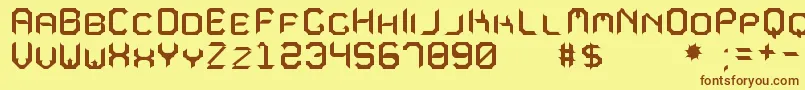 MavoleSinpoTfb-Schriftart – Braune Schriften auf gelbem Hintergrund