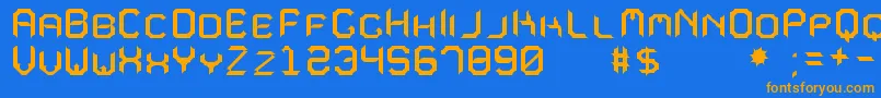 MavoleSinpoTfb-Schriftart – Orangefarbene Schriften auf blauem Hintergrund