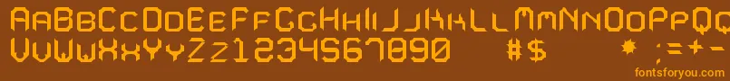 MavoleSinpoTfb-Schriftart – Orangefarbene Schriften auf braunem Hintergrund