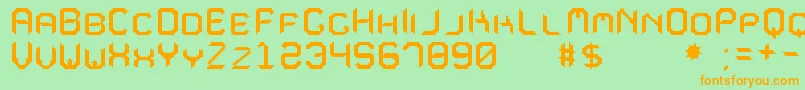 フォントMavoleSinpoTfb – オレンジの文字が緑の背景にあります。