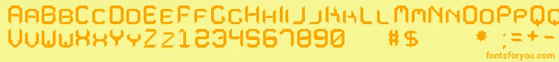 フォントMavoleSinpoTfb – オレンジの文字が黄色の背景にあります。