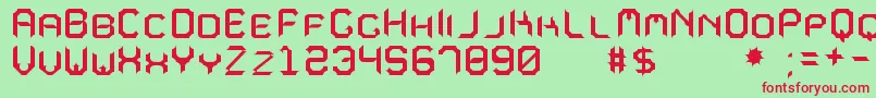 MavoleSinpoTfb-Schriftart – Rote Schriften auf grünem Hintergrund