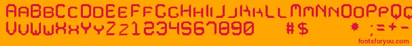 MavoleSinpoTfb-Schriftart – Rote Schriften auf orangefarbenem Hintergrund
